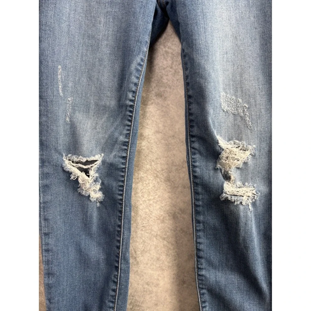 Judy Blue Women's Distressed Raw Hem Skinny Fit Lighter Wash Denim Jeans Sz 7/28